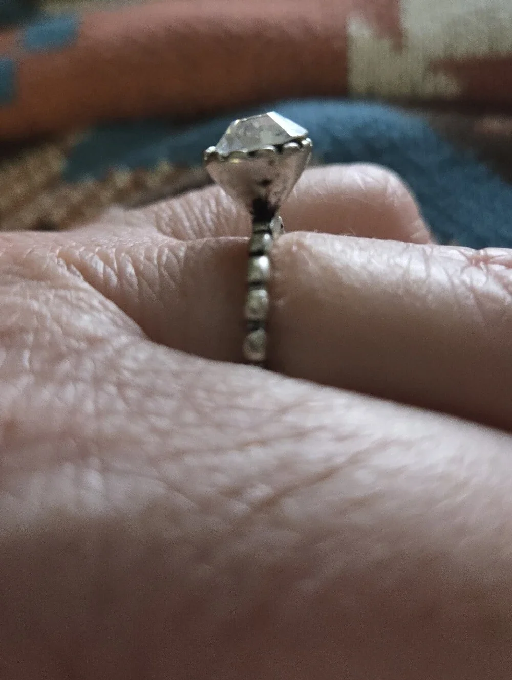 Silver Round-Cut Clear Stone Ring